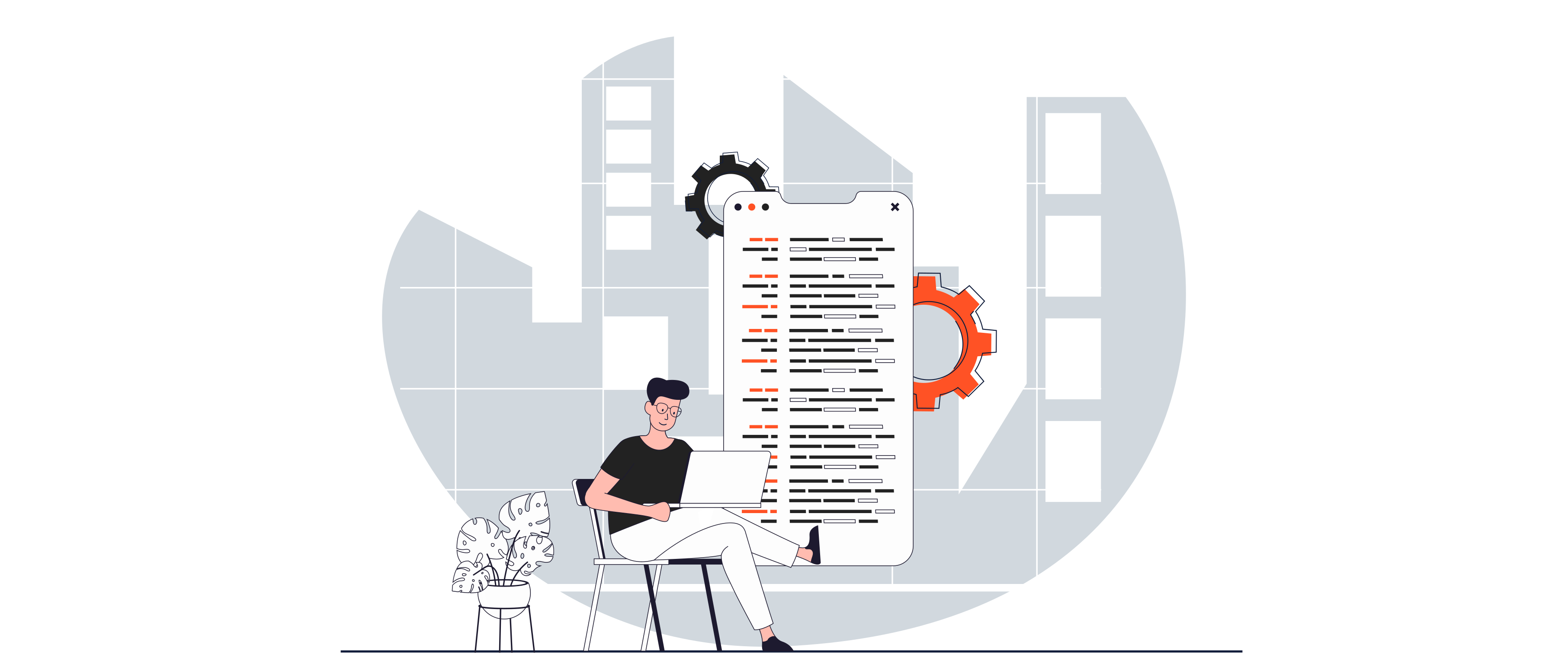 Hybrid App Development - Developer working with mobile app design